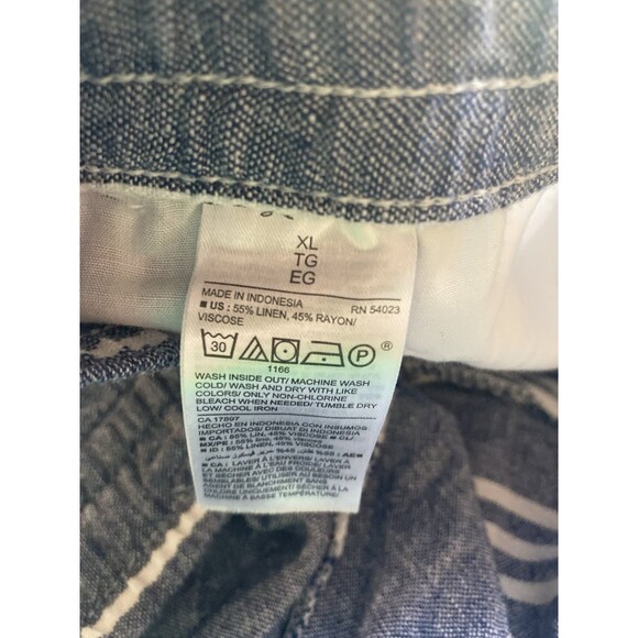 Old Navy Pants Women’s XL Wide Leg Linen Blend Striped Pull On Casual Beach Boho - Picture 8 of 8